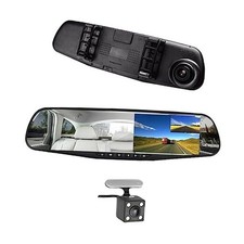 Car DVR Rear View Mirror Video Recroder 4.3" inch Back Up Car Camera Dual Lens