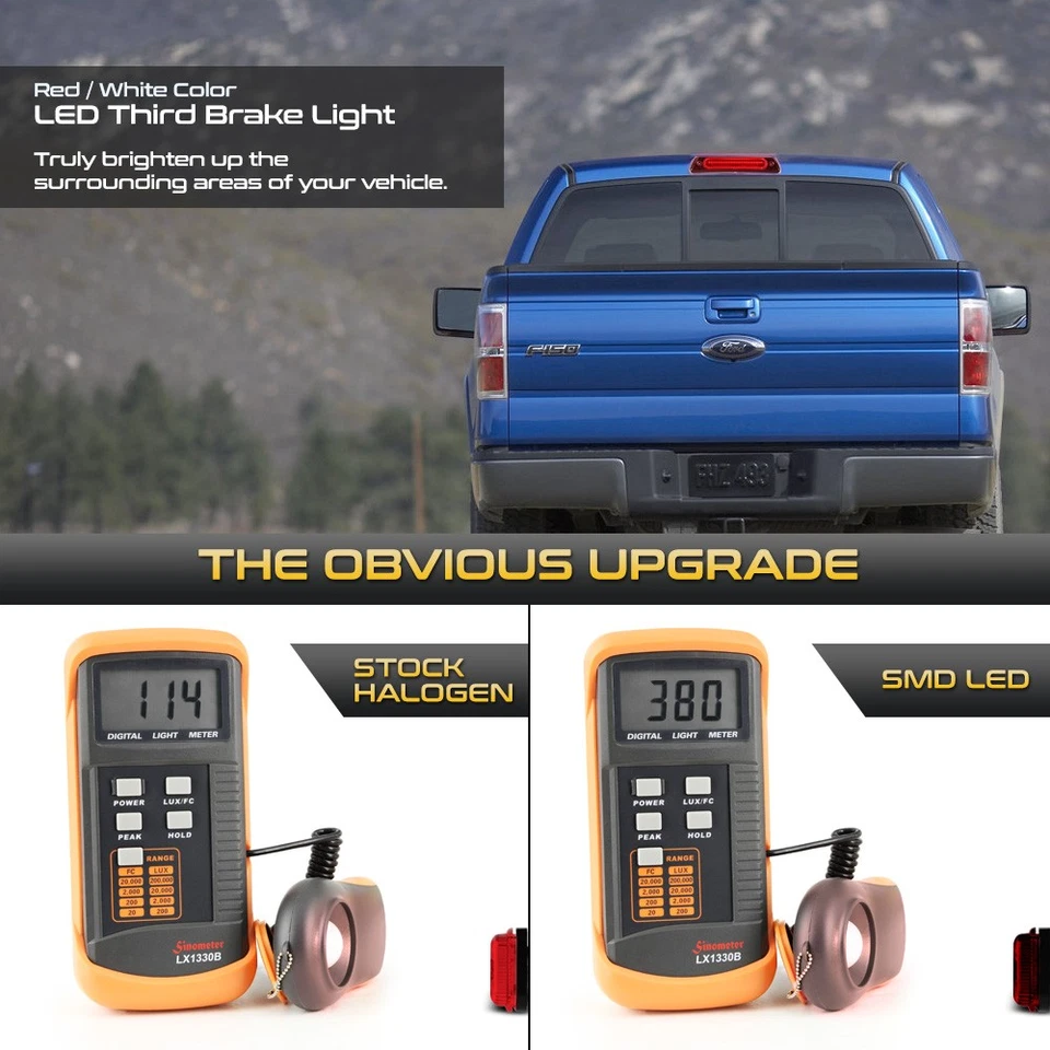 Full LED Smoke Third Brake Cargo CHMSL Light For 2009-2014 Ford F150 Pickup Foto 3 de 4