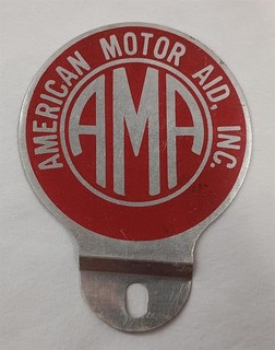 Vintage American Motor Aid Inc AMA License Plate Topper