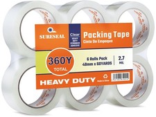 Heavy Duty Packing Tape 6 Rolls, Total 360Y, Clear 2.7 mil, 1.88 inch x 60 Ya...