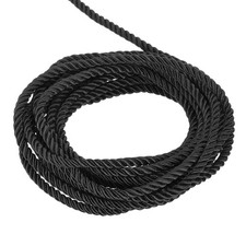 Twisted Cord Trim, 5 Yard 5mm 3-Ply Twine Braided Rope Thread,Black