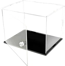 Clear Acrylic Display Case with Black Base, Storage Box with Lid, Transparent Co