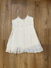 ZARA Women's White Lace Embroidered Camisole Tank Top Tie Closure M