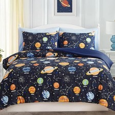 Comforter Set for Boys-5 Pieces Space Glow in The Dark Bedding Sets Twin Planet