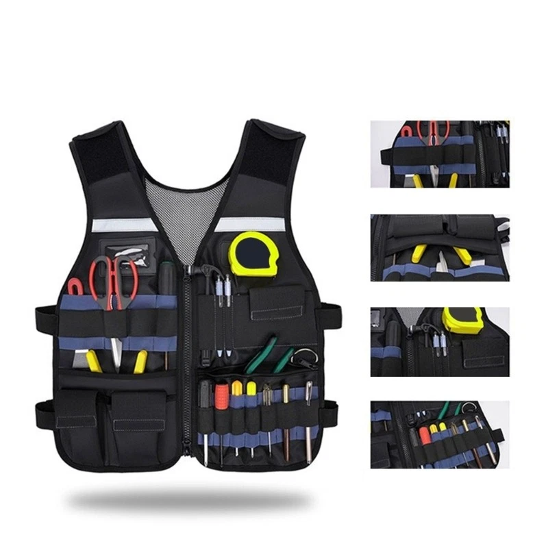 Men Work Utility Tool Vest Workwear with Multiple Pockets Outdoor Fishing Vest