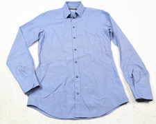 Dolce & Gabbana GOLD Shirt Mens 15 Blue Geometric Long Sleeve Button-Up Slim