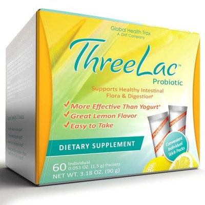 Global Health Trax GHT - ThreeLac Lemon Probiotic Drink Mix for Digestive He...