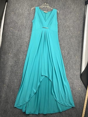 michael kors empire waist dresses *Michael Kors Teal Sleeveless V-Neck Maxi Dress Empire Waist High-Low Hem
