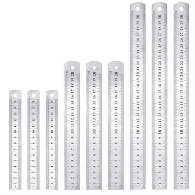 STCRERAG Stainless Steel Ruler Set Metal Rulers 9 pcs with 6/8/12inch Precision Rule Kit