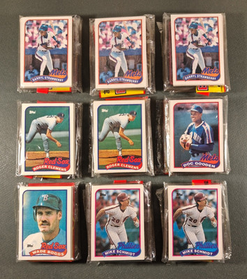 1989 Topps BB: 24 factory-sealed Rak-Paks in an opened box. Stars galore!