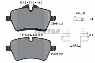 1 x brake pad set brake pads Textar 2398404 for Mini