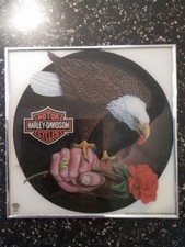 Vintage Harley Davidson Eagle Rose Picture 12 X 12