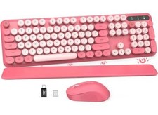 HOT PINK Sablute Wireless Keyboard and Mouse Combo Retro Typewriter Style
