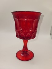 Vintage Ruby Red Noritake Glass Perspective Wine/ Water Goblet - 6.5” - GLOWS
