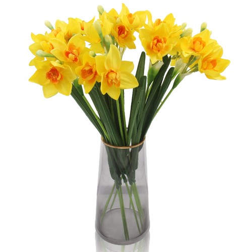 10 Pcs Artificial Daffodils Flowers Narcissus Faux Spring Flowers Fake Silk D...