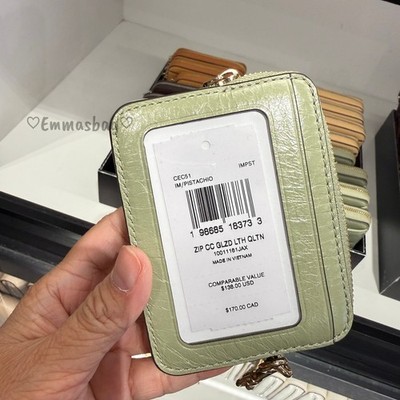 Coach Zip Card Case With Quilting CEC51 crinkle leather/Gold