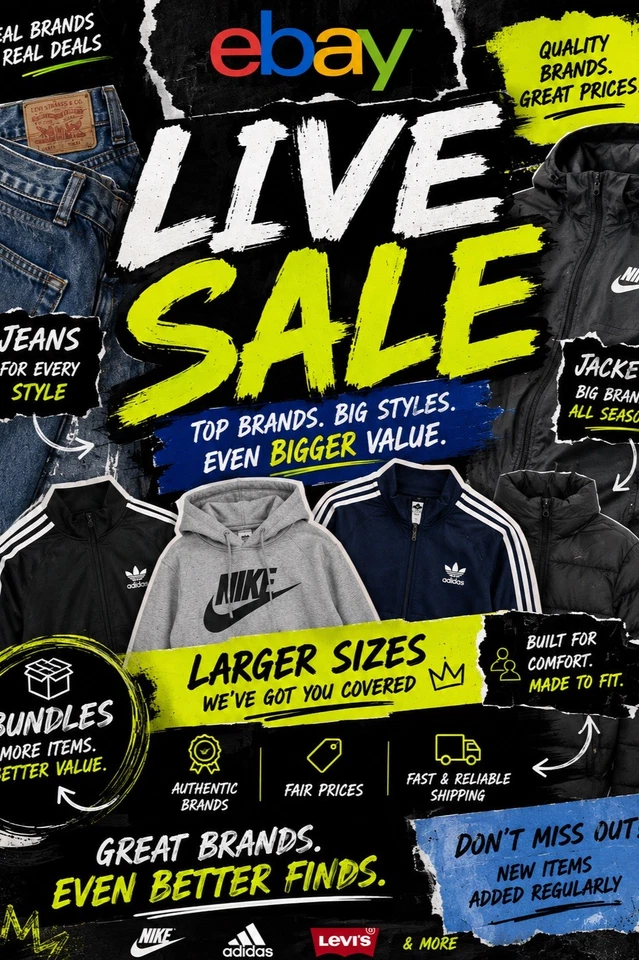 🔥 eBay Live #7 | Nike • adidas • Jeans • Jackets • Larger Sizes • Bundles