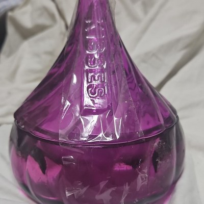 Hershey's Purple Glass Candy Jar with Lid, Swirl Pattern, Advertising 2000s