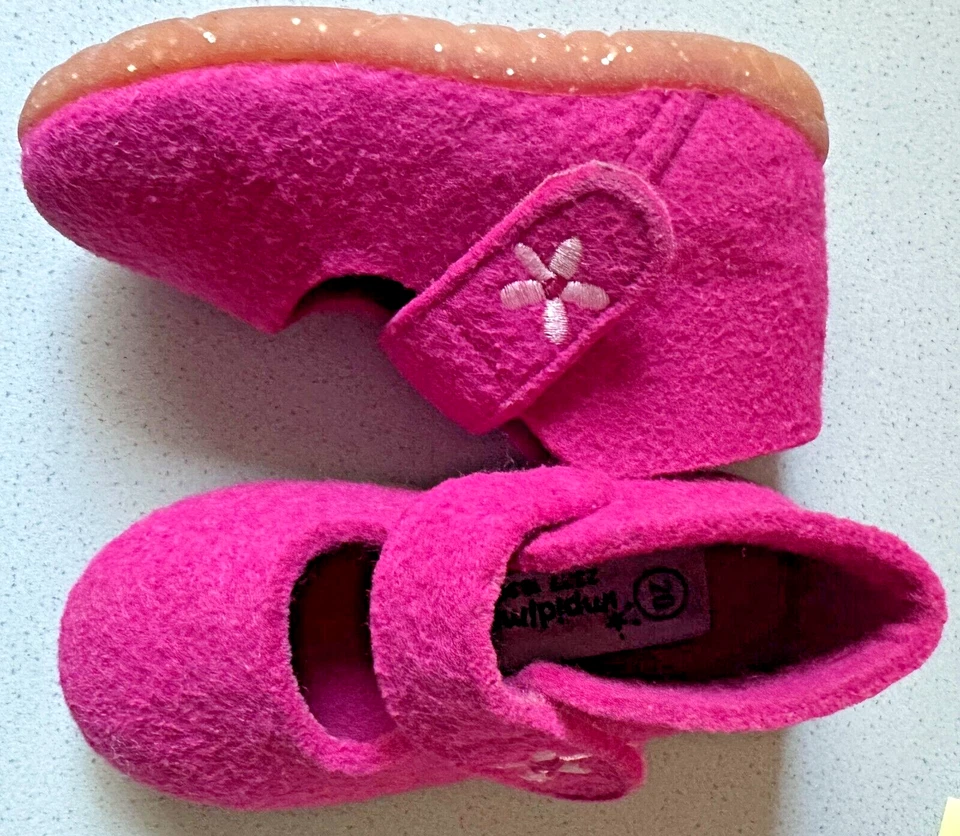 TOP Baby-Kleinkinder Hüttenschuhe IMPIDIMPI Gr.20 Schurwolle Klettverschluss