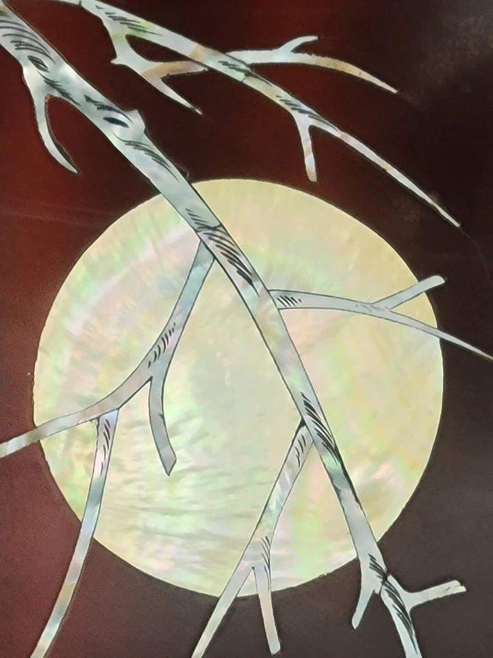 Vintage Vietnamese ' Mother Of Pearl Inlay Lacquered Wall Hanging ' Plaque - Image 3 of 4