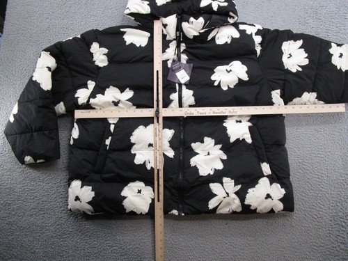 Ava & Viv Floral Puffer Hooded Winter Full Zip Jacket Women's Size 2X Black NEW - Picture 5 of 11