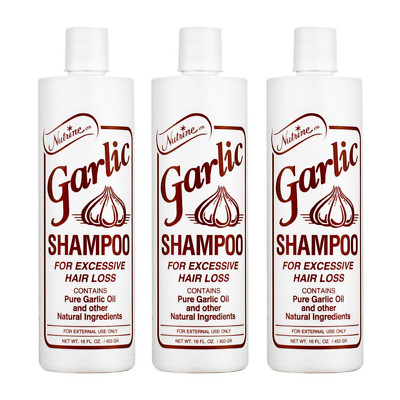 Nutrine Garlic Shampoo For Excessive Hair Loss 16oz - 3 Pack