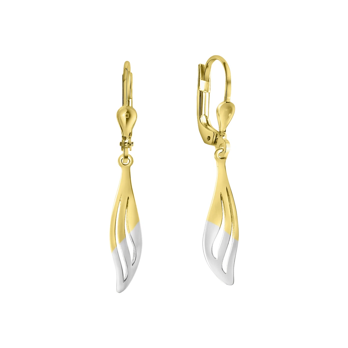 Orecchini vintage anni '90 in oro laminato 14 carati con rubini e zirconi - Marchio 585 RG - Italia