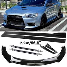 Front Bumper Lip Spoiler Side Skirts Rear Lip Glos Black For Mitsubishi Lancer