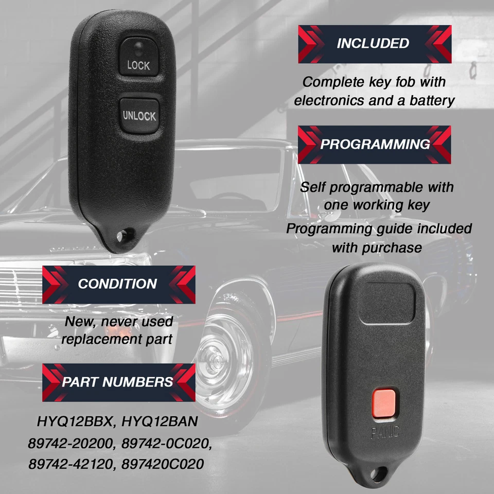 2 For 2000 2001 2002 2003 2004 2005 Toyota Celica Echo Tacoma Remote Car Key Fob Foto 4 de 4