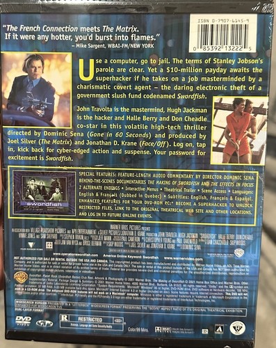 Swordfish (DVD, 2001) Snapcase Crime Thriller John Travolta Hugh Jackman NEW + - Picture 4 of 4