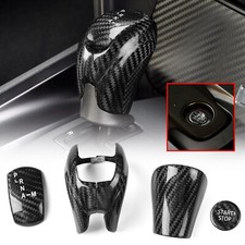 5Pcs Carbon Fiber Gear Shift Knob Engine Button Cover For NISSAN GTR R35 08-16