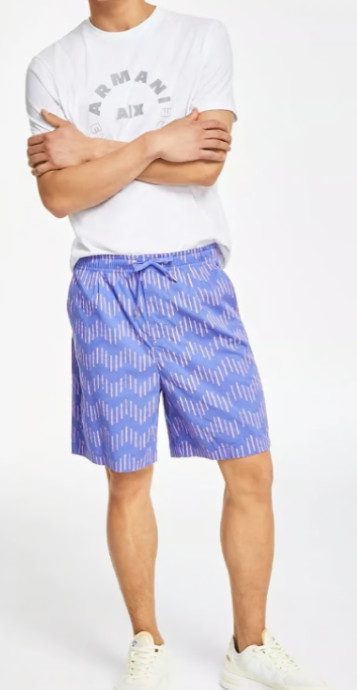 Повседневные мужские шорты на завязках с зигзагообразным принтом ARMANI EXCHANGE AX Sz 38 2XL 8790₽