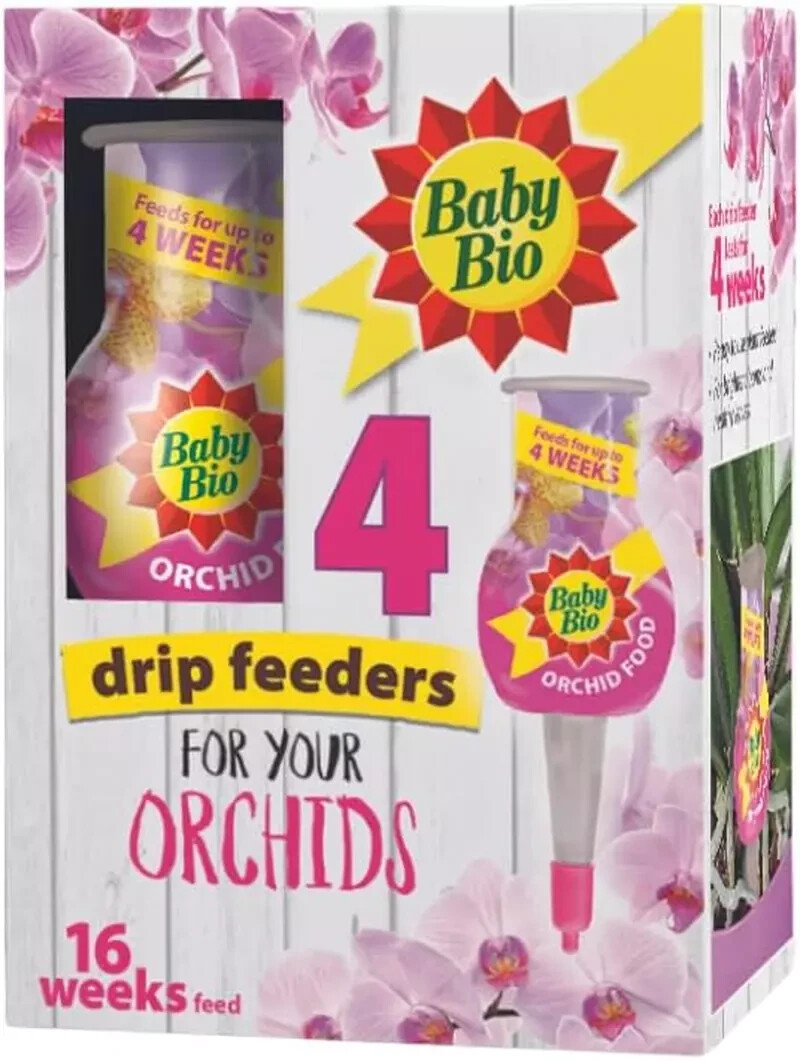 Baby Bio Orchid Drip Feeders, Ready to Use Plant Feed, 8 x 40 ml