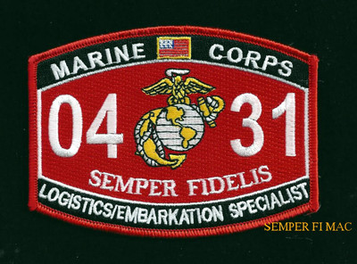 MOS 0431 LOGISTICS EMBARKATION SPECIALIST HAT PATCH US MARINES PIN UP VET GIFT*
