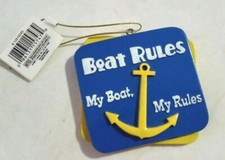 WEST MARINE ORIGINAL CHRISTMAS DECORATION BOAT RULES 3'' X 3'' BLUE/YELLOW