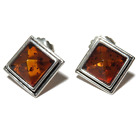 Post Earrings large 925 backings Used Baltic Amber Sterling Silver Pyramid Cut