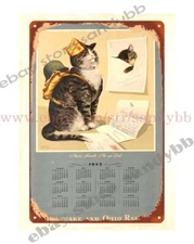 1945 calendar CHESAPEAKE & OHIO RAILROAD Peake cat Chessie kitten metal tin sign