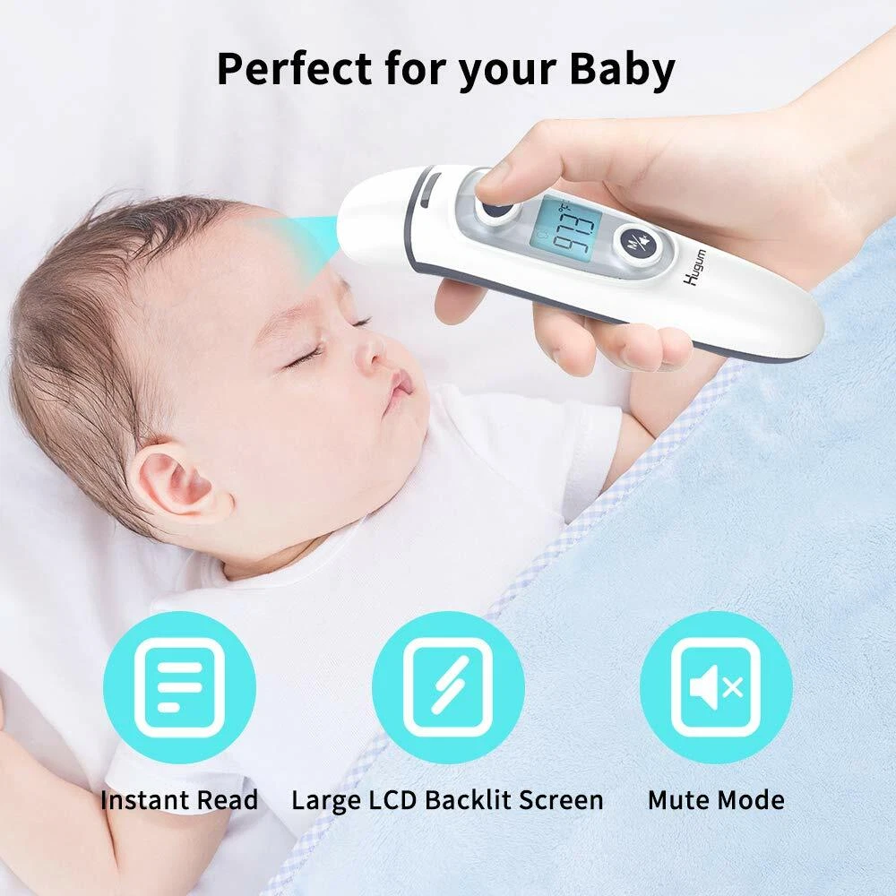 Medical Forehead and Ear Thermometer for Baby, Kids and Adults - Infrared Digital Thermometer with Fever Indicator