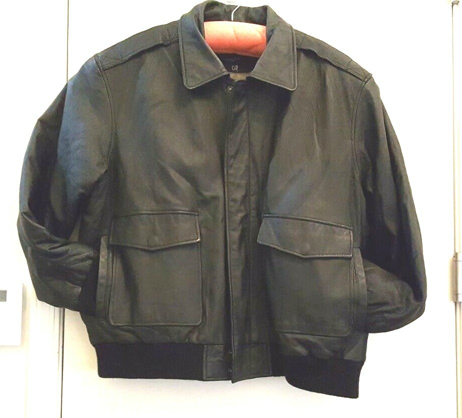 Mens 2XL Black Leather Biker Bomber Jacket w Patches Lined Mens 2XL Black Leather Biker Bomber Jacket w Patches Lined