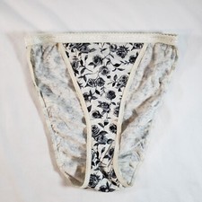 Victoria's Secret Signature Cotton String Bikini Small White Black Rose