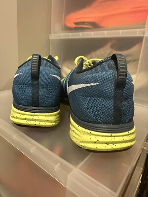 Nike Flyknit Lunar 2 Mens‎ 11 Green Breathable Running Sneakers 620465-714 Nike Flyknit Lunar 2 Volt Blue Glow Night Running Shoe  main image 4