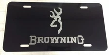 Engraved BROWNING Car Tag Diamond Etch Aluminum Vanity Front License Plate