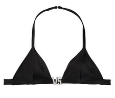 Victorias Secret SWIM VS Shine Rhinestone Halter Bikini Top Black Medium N5983