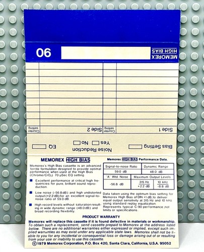 MEMOREX HIGH BIAS 90 TIPO II 1978 EE. UU. CINTA DE CASETE EN BLANCO (1) (NUEVO) - Imagen 7 de 8