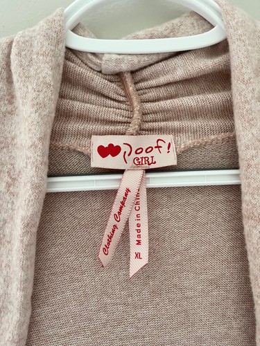 POOF GIRL Dusty Pink Girls Sz XL Cardigan Sweater Criss-Cross Side Detail Soft - Picture 5 of 5