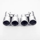 Pair Offset 2.5" Inlet Quad Resonated 3" Out Staggered Stainless Exhaust Tips