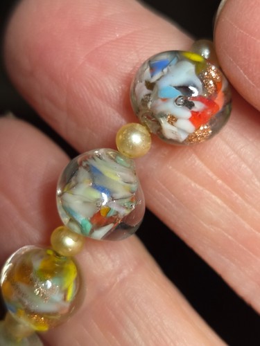 Vintage Murano Venetian Sommerso Glass Beaded Multicolor Necklace 16" - Picture 7 of 8