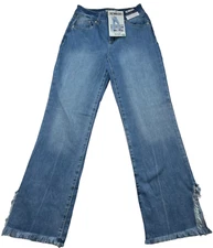 Rewash Jeans Womens size 25 Medium Wash Denim Stretch Ankle Side Slit Bell Hem