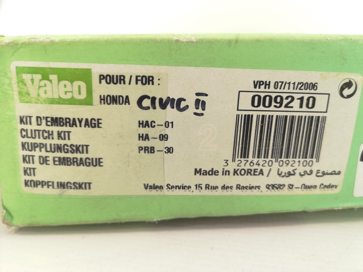 Valeo 009210 Clutch Kit for Honda Civic II 1.3L Triumph 1.3L 1978