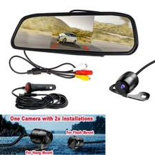 4.3" Car Mirror Monitor Waterproof Rear View Backup Camera Dual Mounts Parking